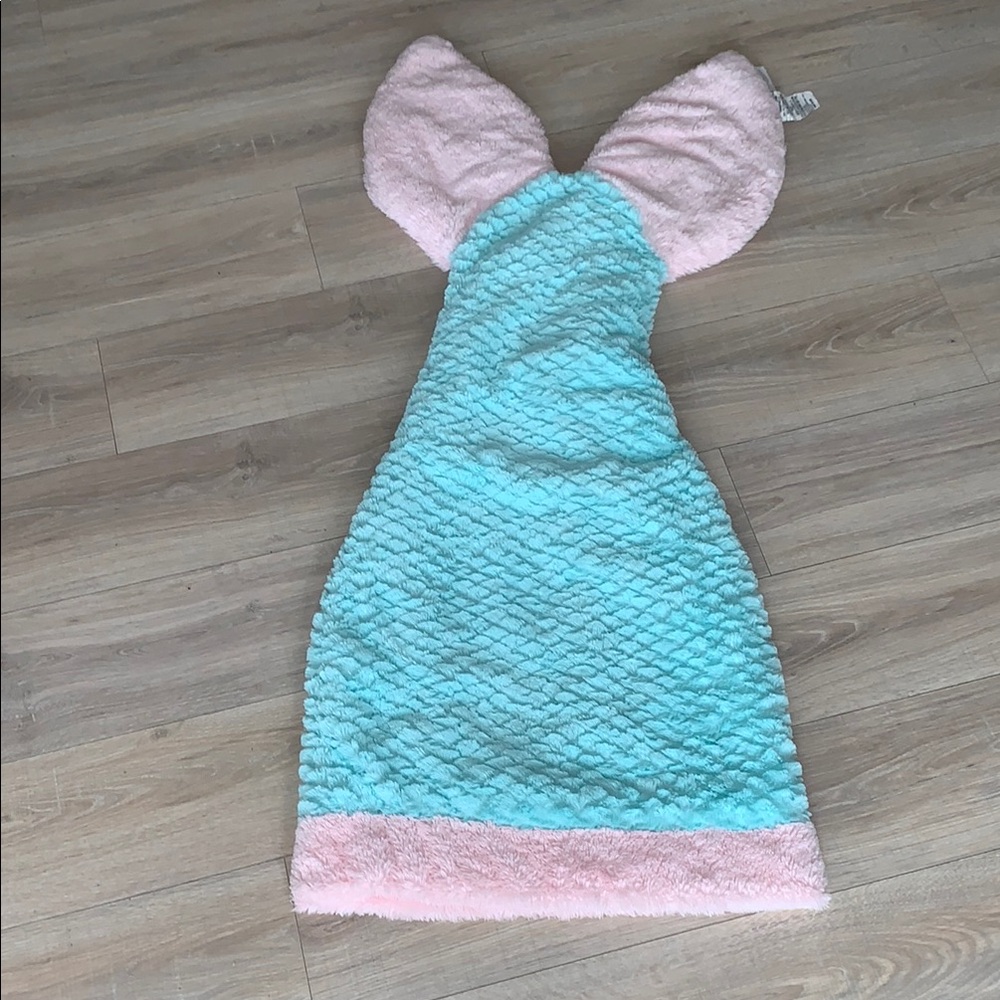 Authentic Kids Mermaid Plush Tail Blanket 52x19” Pink Star Faux Fur Sleeping Bag
